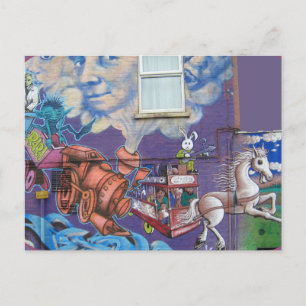 Straatkunst aan de muur briefkaart