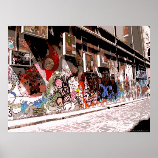Straatkunst en graffiti in Hosiers Lane, Melbourne Poster (Voorkant)