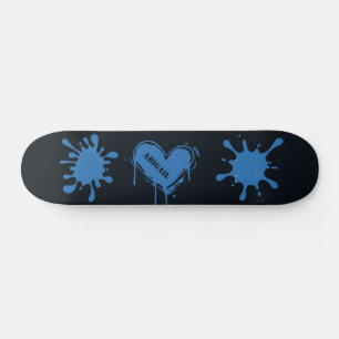 Straatkunst Hart Naam Azure Blauwe Spat Persoonlijk Skateboard