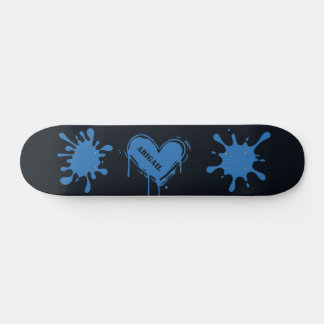 Straatkunst Hart Naam Azure Blauwe Spat Persoonlijk Skateboard