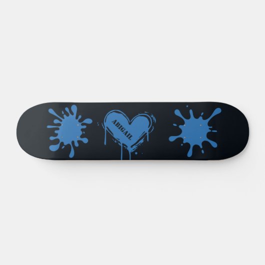 Straatkunst Hart Naam Azure Blauwe Spat Persoonlijk Skateboard (Horizontaal)