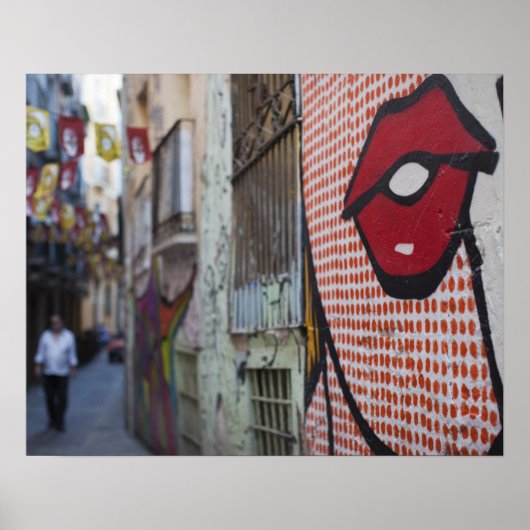 Straatkunst op Calle de la Libertad straat Poster (Voorkant)