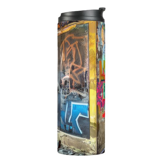 Straatkunst verlaten graffiti thermosbeker (Gedraaid links)