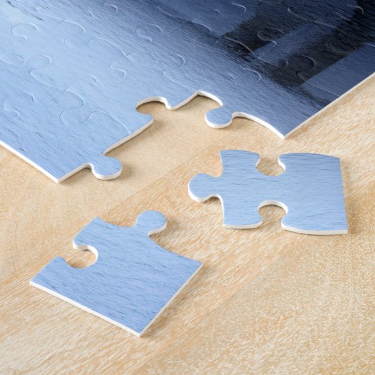 Straatlampen gloeien in Winter Wonderland Legpuzzel (Zijkant)