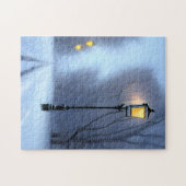 Straatlampen gloeien in Winter Wonderland Legpuzzel (Horizontaal)