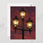 Straatlantaarn mooie, kleurrijke hemel briefkaart (Voorkant / Achterkant)