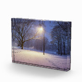 Straatlichten en sneeuwbomen fotoblokken (Rechts)