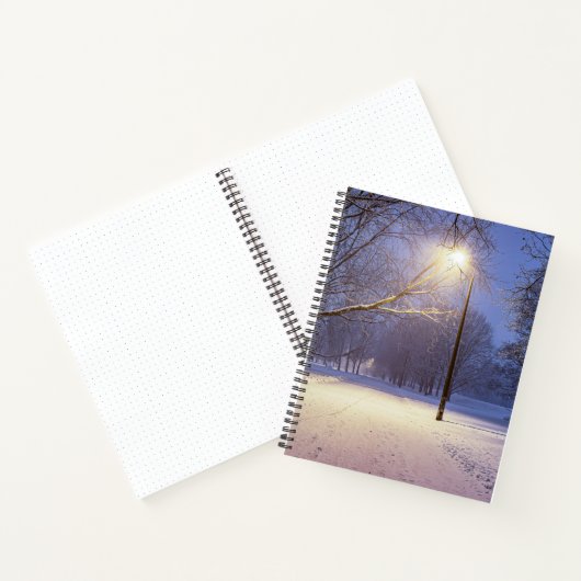 Straatlichten en sneeuwbomen notitieboek (Binnen)