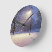 Straatlichten en sneeuwbomen ronde klok (Hoek)