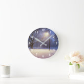 Straatlichten en sneeuwbomen ronde klok (Huis)