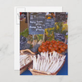 Straatmarkt koophandel met wit briefkaart (Voorkant / Achterkant)