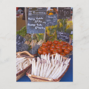 Straatmarkt koophandel met wit briefkaart