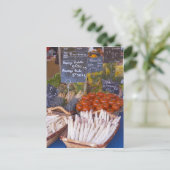 Straatmarkt koophandel met wit briefkaart (Staand voorkant)