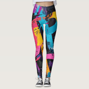 Straatmural met gelaagde druppels en stedelijke kl leggings