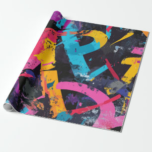 Straatmuurschildering met gelaagde druppels en ste cadeaupapier