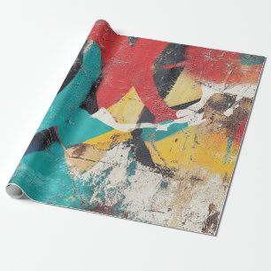 Straatmuurschildering met gelaagde druppels en ste cadeaupapier
