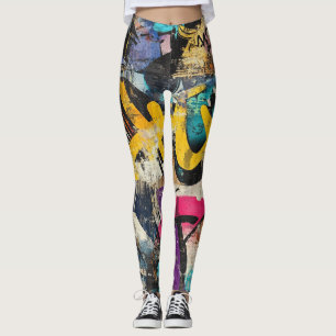 Straatmuurschildering met gelaagde druppels en ste leggings