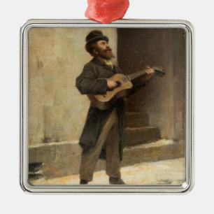 Straatmuzikant met gitaar (door Gerolamo Induno) Metalen Ornament