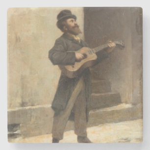 Straatmuzikant met gitaar (door Gerolamo Induno) Stenen Onderzetter
