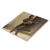Straatmuzikant met gitaar (door Gerolamo Induno) Tegeltje (Zijkant)