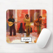 Straatmuzikanten die Guitar Mandolin en Flute spel Muismat (Met muis)