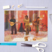 Straatmuzikanten die Guitar Mandolin en Flute spel Tissuepapier (Craft)