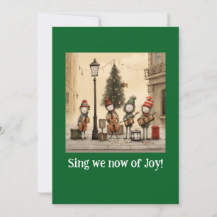 Straatmuzikanten Kerst Wenskaart Feestdagenkaart