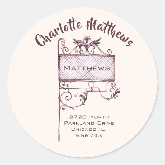 Straatnaambord Retouradres Envelopzegel Ronde Sticker (Voorkant)