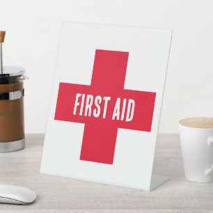 Straatnaambordje - EHBO Rode Kruis Reclamebord Met Voetstuk