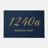 Straatnummer Adres Navy Gold Deurmat (Voorkant)