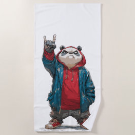 Straatpanda Rockgebaar Illustratie Strandlaken