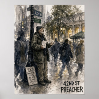 Straatprediker in Bryant Park Poster