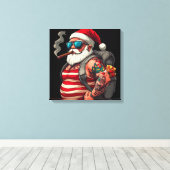 Straatrebel Getatoeëerde Kerstman Canvas Afdruk (Insitu (Houten vloer))