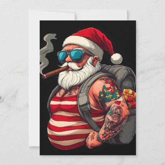 Straatrebel Getatoeëerde Kerstman Feestdagenkaart (Voorkant)
