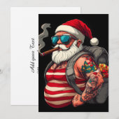 Straatrebel Getatoeëerde Kerstman Feestdagenkaart (Voorkant / Achterkant)