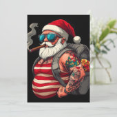 Straatrebel Getatoeëerde Kerstman Feestdagenkaart (Staand voorkant)