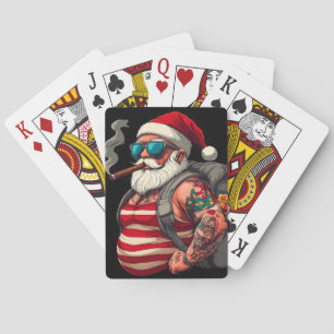 Straatrebel Getatoeëerde Kerstman Pokerkaarten