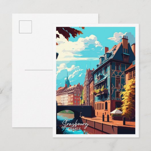 Straatsburg Frankrijk Reizen  Illustratie Briefkaart (Voorkant / Achterkant)