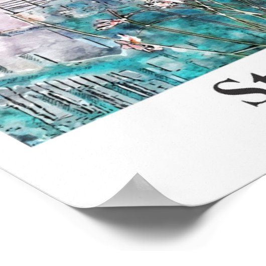 Straatsburg Frankrijk Reizen Waterverf Hand geteke Poster (Hoek)