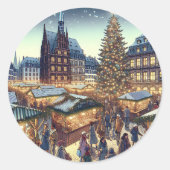 Straatsburg, Frankrijk Vrolijk Kerstfeest Joyeux N Ronde Sticker (Voorkant)