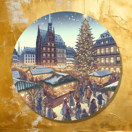 Straatsburg, Frankrijk Vrolijk Kerstfeest Joyeux N Ronde Sticker