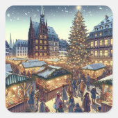 Straatsburg, Frankrijk Vrolijk Kerstfeest Joyeux N Vierkante Sticker (Voorkant)