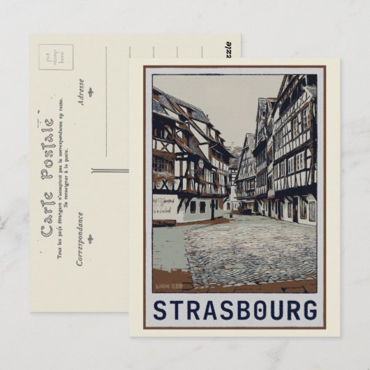 Straatsburg Historische afbeelding van het centrum Briefkaart (Voorkant / Achterkant)