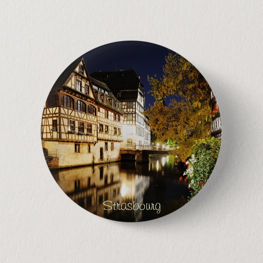 Straatsburg 's nachts ronde button 5,7 cm (Voorkant)