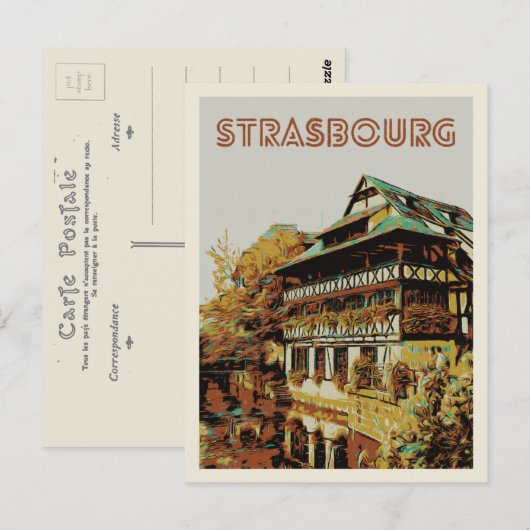 Straatsburg typische huisillustratie Frankrijk Briefkaart (Voorkant / Achterkant)