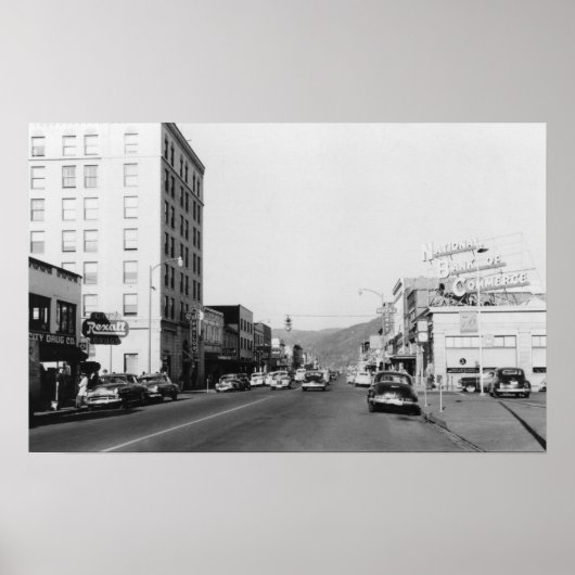 Straatscène in Aberdeen, WA-foto Poster (Voorkant)
