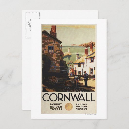 Straatscène met twee Mannen Briefkaart (Voorkant / Achterkant)