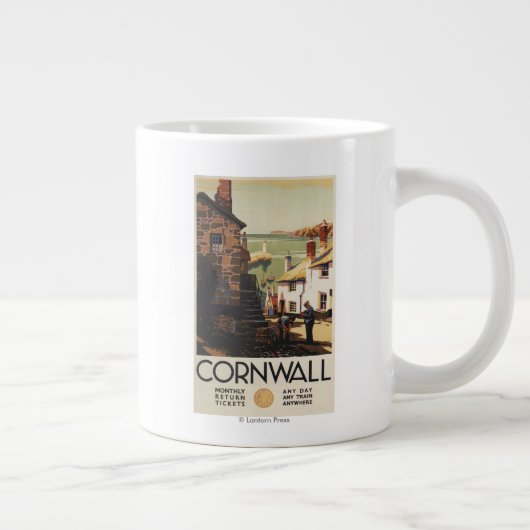 Straatscène met twee Mannen Grote Koffiekop (Rechts)