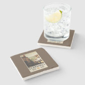 Straatscène met twee Mannen Stenen Onderzetter (Zijkant)