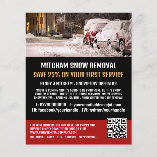 Straatscène, Sneeuwverwijderingsbedrijf Adverteren Flyer (Voorkant)